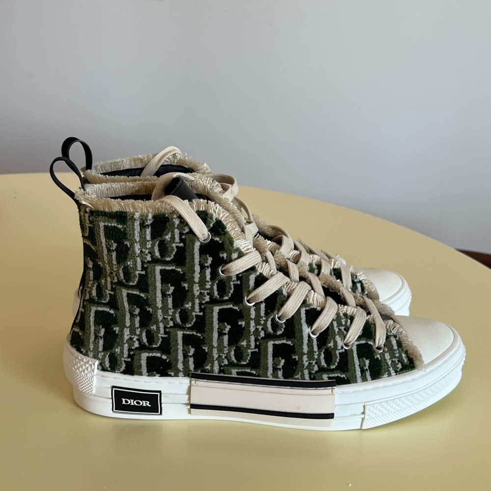 Dior Green and White High-Top Sneakers